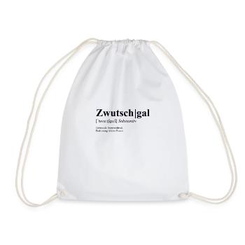 Zwutschgal - österreichisches Dialektwort - Turnbeutel - Weiß - Vorne