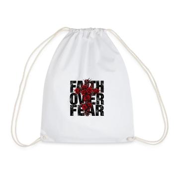 Faith Over Fear Jesus Christliches Motiv Geschenk - Turnbeutel - Weiß - Vorne