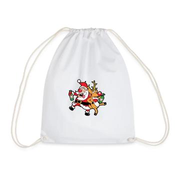 Christmas motif Funny reindeer Christmas Xmas - Drawstring Bag - white - Front