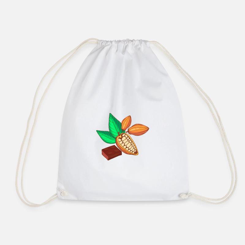 Cocoa chocolate cocoa bean cocoa pod - Drawstring Bag - white
