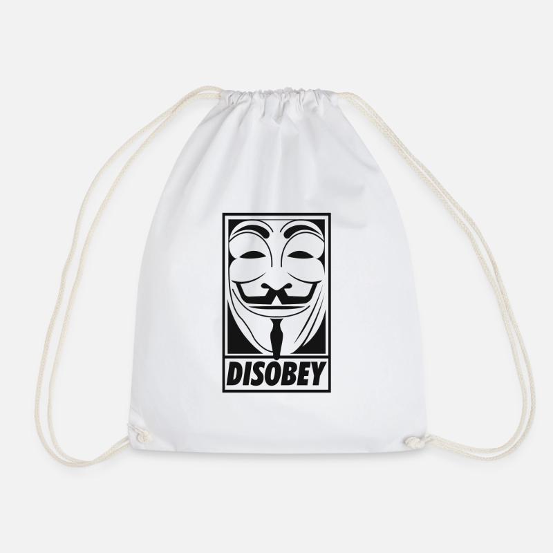 Anonymous disobey - Drawstring Bag - white