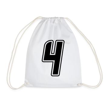 Number 4 - Drawstring Bag - white - Front