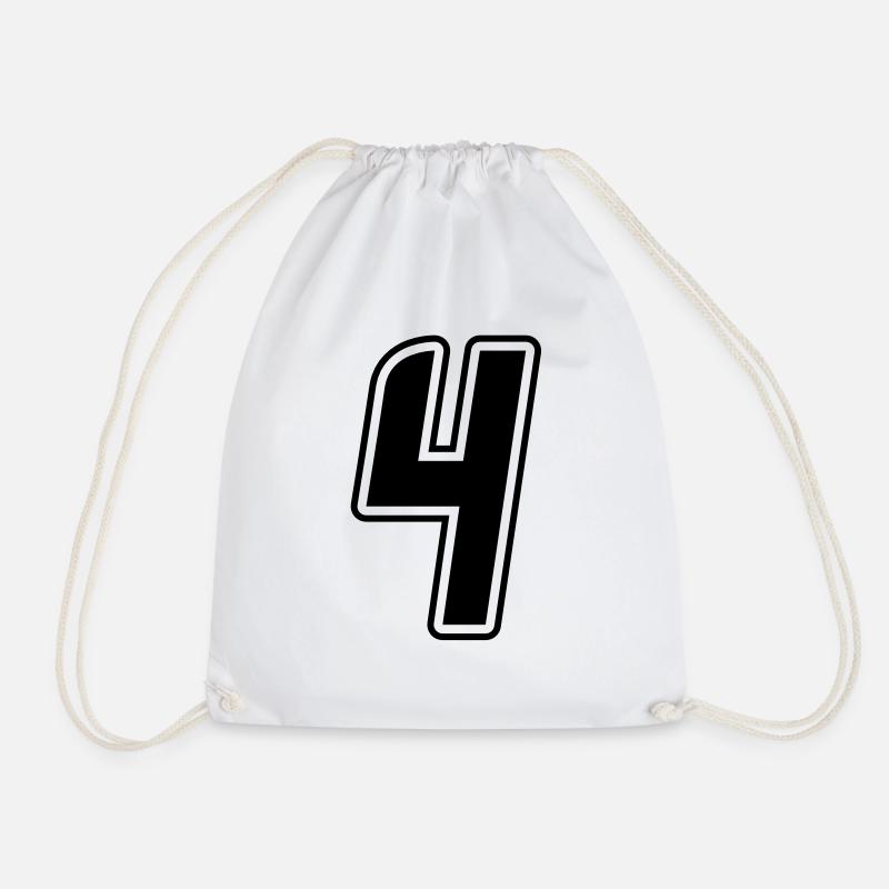 Number 4 - Drawstring Bag - white