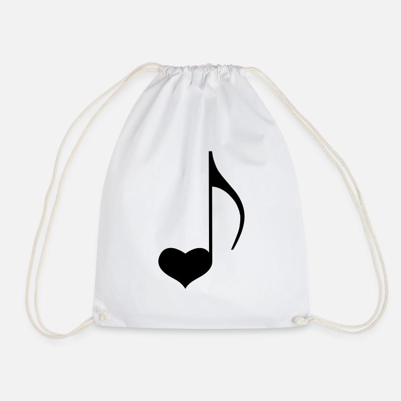 Music Love Note - Drawstring Bag - white