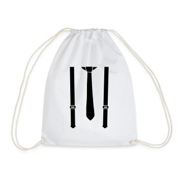 boss_krawatte_hosentraeger_f1 - Drawstring Bag - white - Front