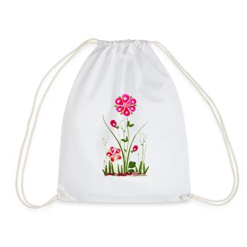 Garten Blumen, Blume Frühjahr, Sommer, Geburtstag - Turnbeutel - Weiß - Vorne