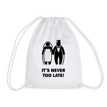 It's Never Too Late! (Mature Couple / Wedding) - Drawstring Bag - white - Front