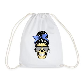 Skull - Femme avec des lunettes de soleil, rétro - Sac de sport léger - blanc - Devant