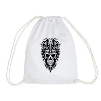 Skeleton Tattoo Head - Drawstring Bag - white - Front