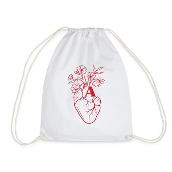 Roter floraler Anatomie-Herzbuchstabe - Turnbeutel - Weiß - Vorne