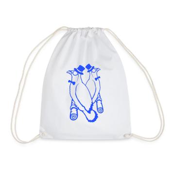 Sir Birds Team Hat Monocle Glasses 2 Rich Friends - Drawstring Bag - white - Front