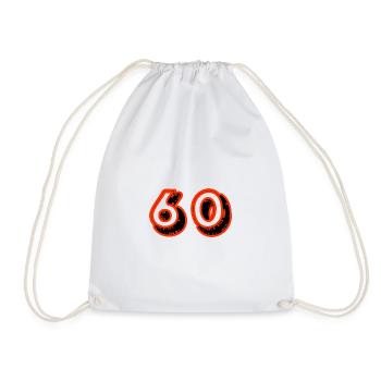 60. 60 YEARS. 60th ANNIVERSARY. 60TH BIRTHDAY. - Drawstring Bag - white - Front