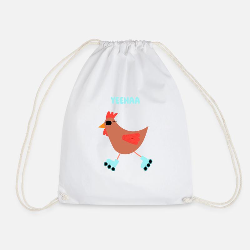 Chill Chicken - With Sunglasses on Inline Skaters - Drawstring Bag - white