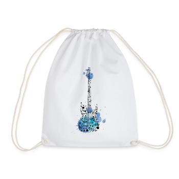 guitar music band rock notes play concert cool - Drawstring Bag - white - Front