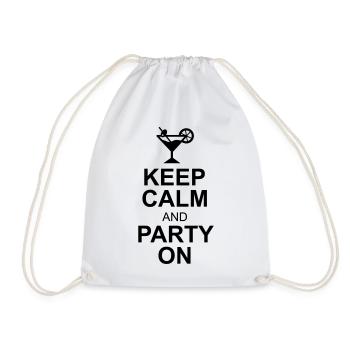 keep calm and party on - Drawstring Bag - white - Front