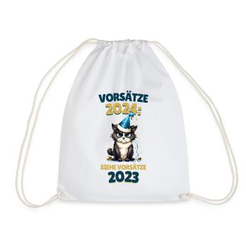 Silvester Vorsätze 2024 Katze Siehe 2023 Lustig - Turnbeutel - Weiß - Vorne