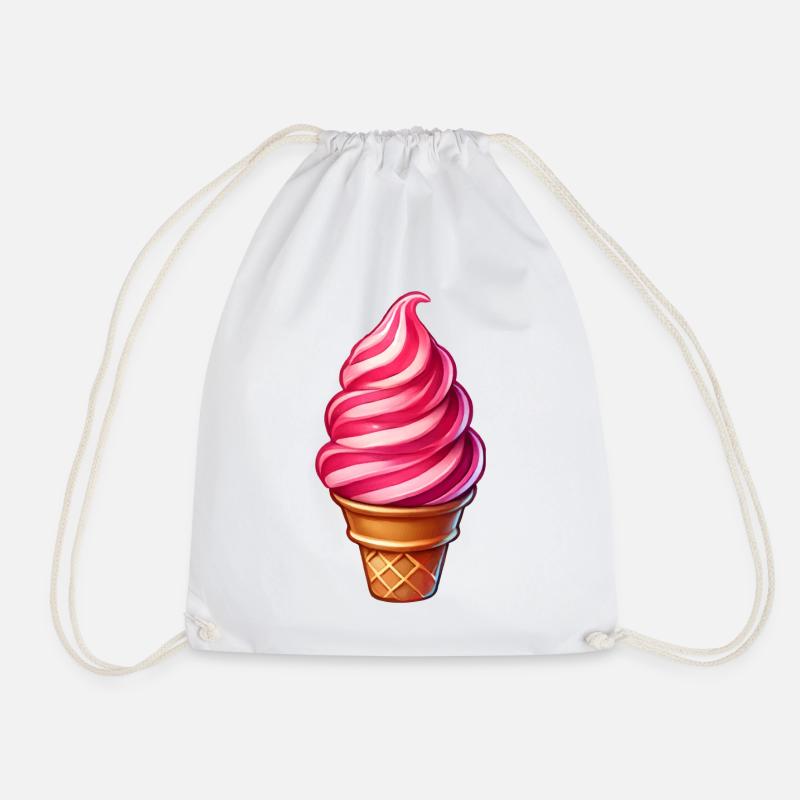 Zuckerstangen Eis-Motiv in einem süßen Eisbecher - Turnbeutel - Weiß