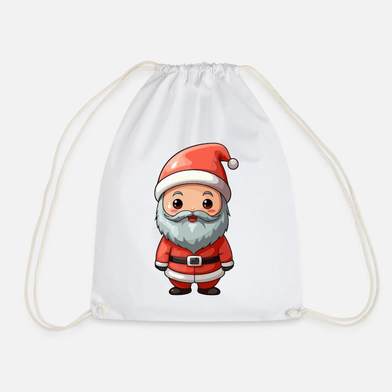 Santa Cartoon Charm - Drawstring Bag - white