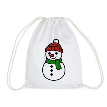 Süßer Schneemann mit Mütze & Schal - Turnbeutel - Weiß - Vorne