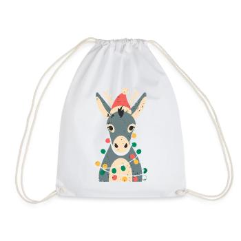 Cute Donkey Elf Christmas - Drawstring Bag - white - Front