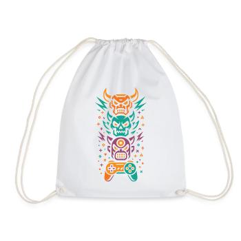 Totem Gamer Néon | Contrôleur & Crâne - Sac de sport léger - blanc - Devant