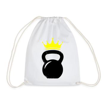 Kettlebell Crown Gym Logo - Drawstring Bag - white - Front