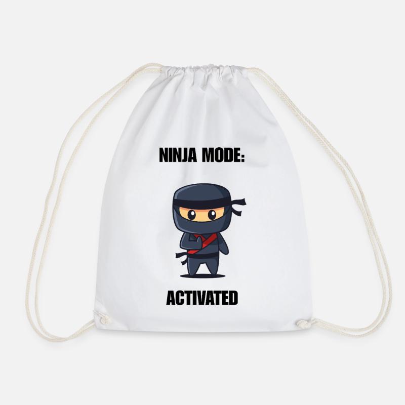 Ninja Mode Activated Shirt – Lustiger Ninja Spruch - Turnbeutel - Weiß