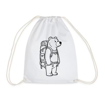 Hiking Bear - Drawstring Bag - white - Front