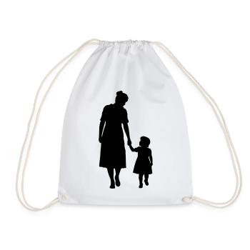 Familie Silhouette Liebe Kinder Eltern Mama Papa - Turnbeutel - Weiß - Vorne