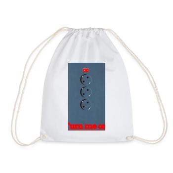 Three Sockets on Blue Background - Drawstring Bag - white - Front