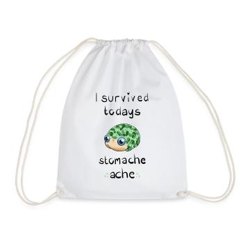 I survived todays stomach ache - Drawstring Bag - white - Front