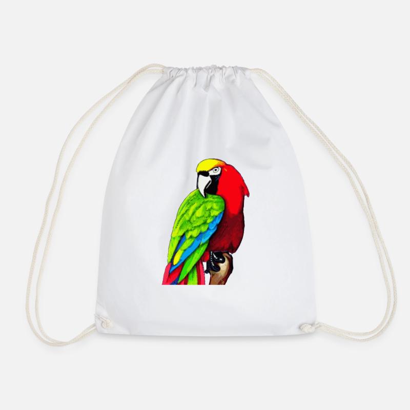pretty parrot bird - Drawstring Bag - white