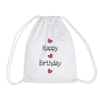 HAPPY BIRTHDAY. HAPPY BIRTHDAY. ANNIVERSARY. - Drawstring Bag - white - Front