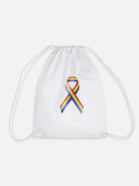 LGBTIQ Ribbon - Schleife Gay Pride Queer CSD - Turnbeutel - Weiß