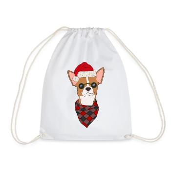 Chihuahua Weihnachtspullover rot weiß kurzhaar - Turnbeutel - Weiß - Vorne