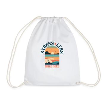 Stress Less Smile More Sunset Retro Style - Drawstring Bag - white - Front