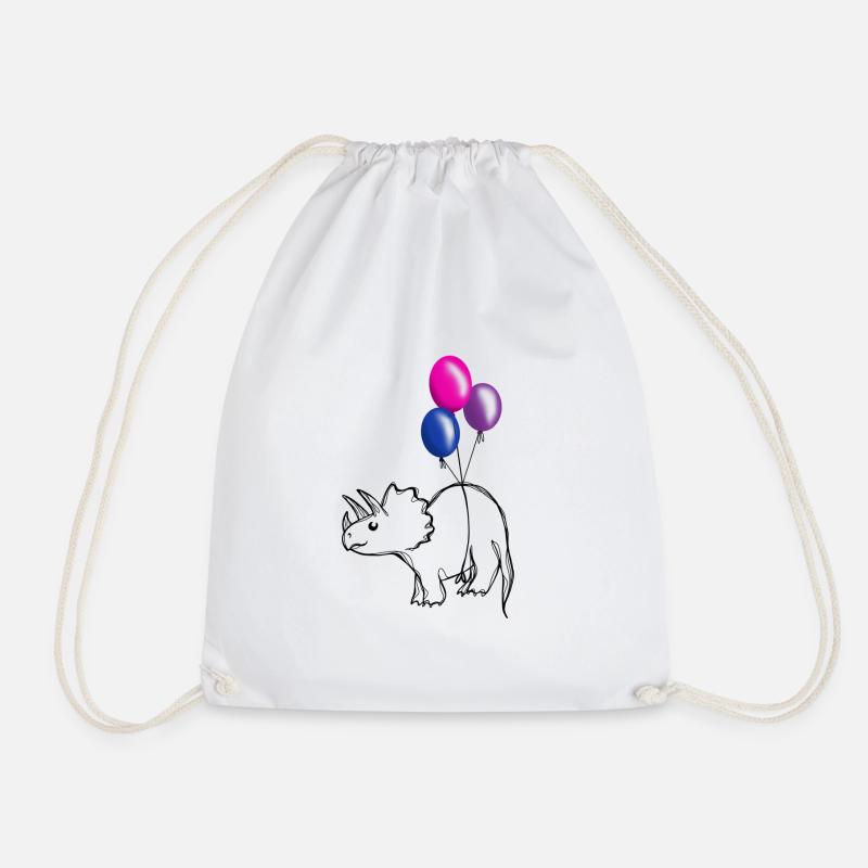 Pridosaur Dinosaur Bi - Drawstring Bag - white