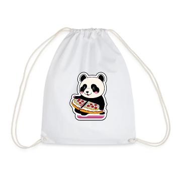 Un mignon panda mange un autocollant de pizza - Sac de sport léger - blanc - Devant