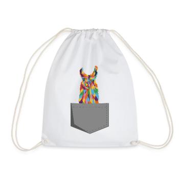 Colourful alpaca in your pocket - Drawstring Bag - white - Front
