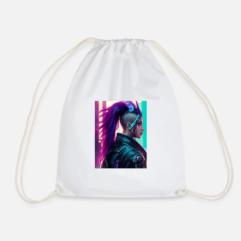Cybergirl Serina - Drawstring Bag - white