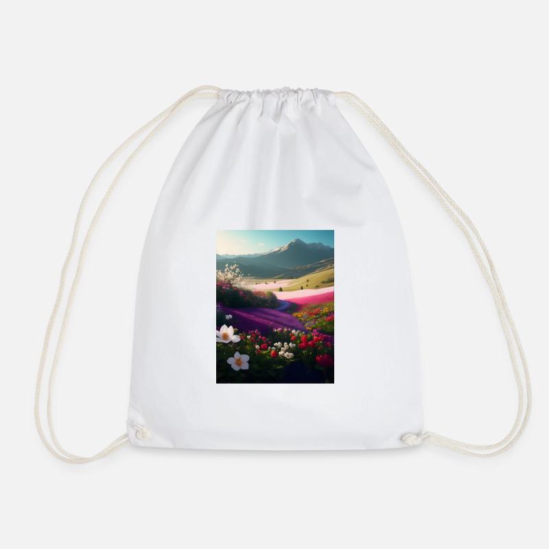 Flowerlandscape - Drawstring Bag - white