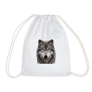 Midnight Wolf Portrait - Drawstring Bag - white - Front