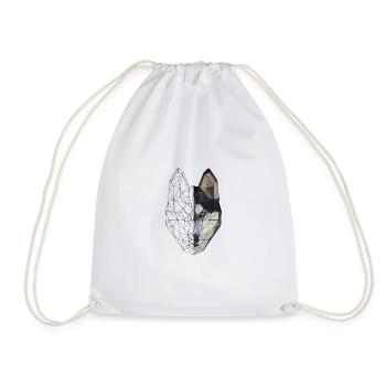 Husky Wolf Dog Puppy Animal - Low Poly Geometric - Drawstring Bag - white - Front