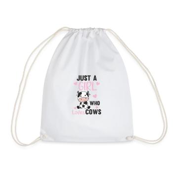 Just a girl who loves cows cute cow animal - Drawstring Bag - white - Front
