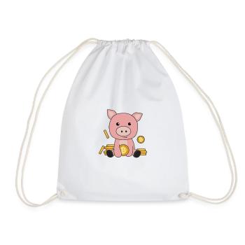 Bitcoin piggy bank Hodl Coins hold digital - Drawstring Bag - white - Front