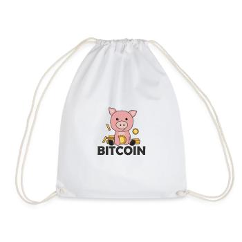 Bitcoin piggy bank Hodl Coins hold digital - Drawstring Bag - white - Front