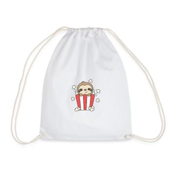 Sloth Popcorn Time Funny Animals Food - Drawstring Bag - white - Front