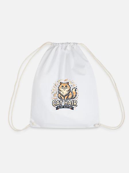 Katzenhaar-Glitzer - Turnbeutel - Weiß