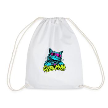 Coole Mama Katze Neon-Grafik - Turnbeutel - Weiß - Vorne