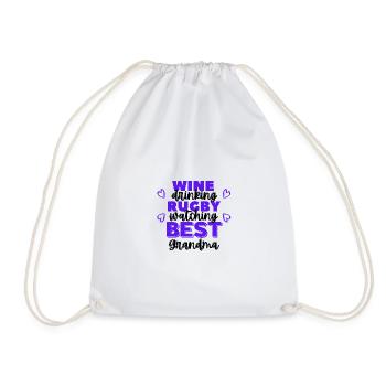 Wine drinking. Rugby watching. Best grandma - Drawstring Bag - white - Front